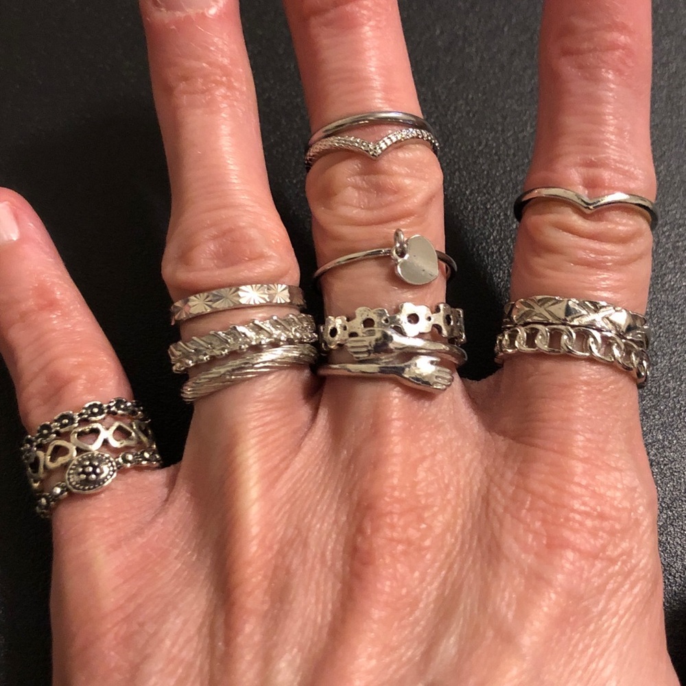 Women’s Silver Tone Stackable Ring Set - 14 Pieces
